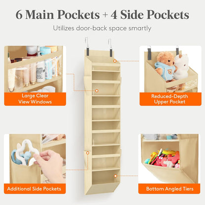 1 Pack Over the Door Organizer 5 Section Hanging Storage, Dark Gray