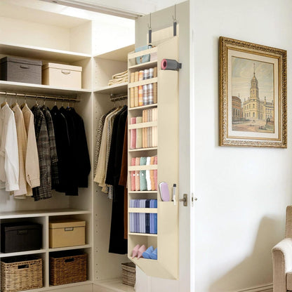 1 Pack Over the Door Organizer 5 Section Hanging Storage, Dark Gray
