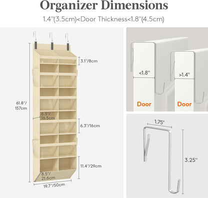 1 Pack Over the Door Organizer 5 Section Hanging Storage, Dark Gray