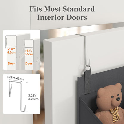 1 Pack Over the Door Organizer 5 Section Hanging Storage, Dark Gray