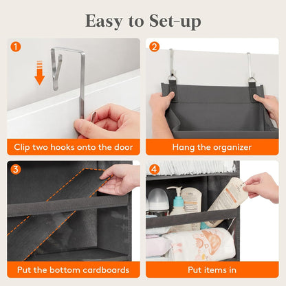 1 Pack Over the Door Organizer 5 Section Hanging Storage, Dark Gray