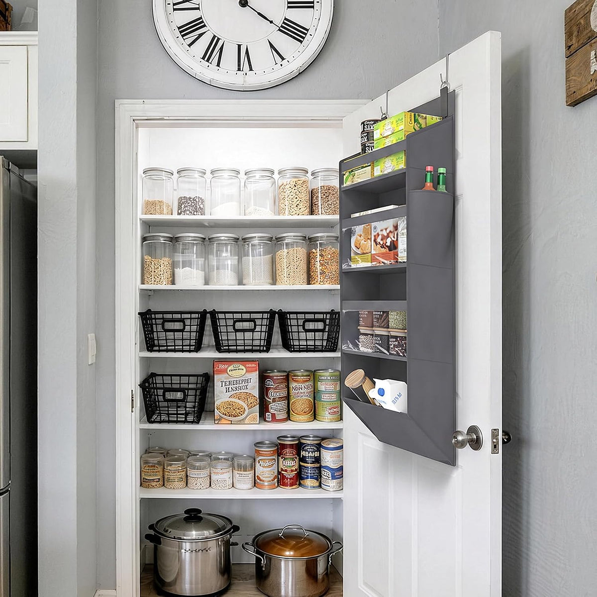 1 Pack Over the Door Organizer 5 Section Hanging Storage, Dark Gray
