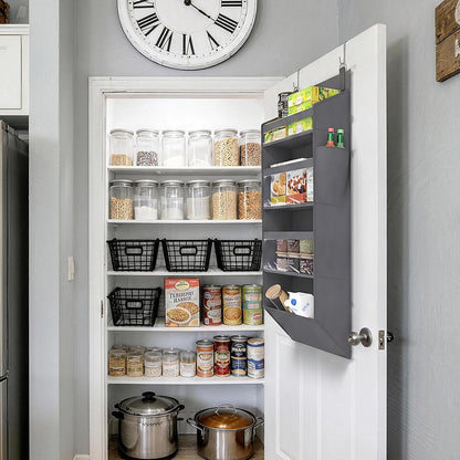 1 Pack Over the Door Organizer 5 Section Hanging Storage, Dark Gray