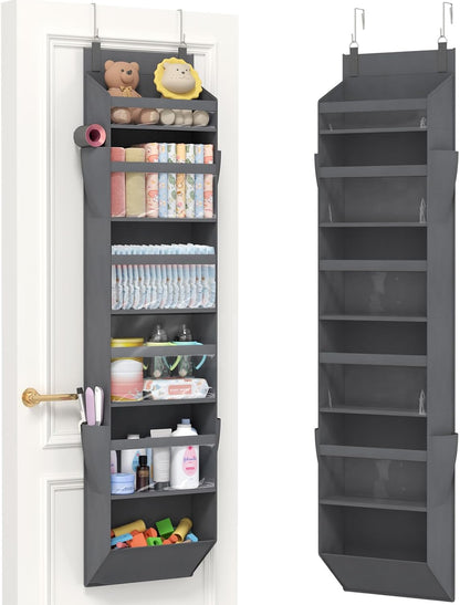 1 Pack Over the Door Organizer 5 Section Hanging Storage, Dark Gray