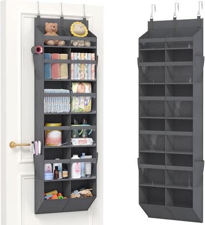 1 Pack Over the Door Organizer 5 Section Hanging Storage, Dark Gray
