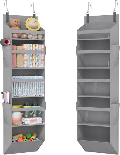 1 Pack Over the Door Organizer 5 Section Hanging Storage, Dark Gray