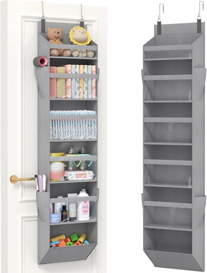 1 Pack Over the Door Organizer 5 Section Hanging Storage, Dark Gray