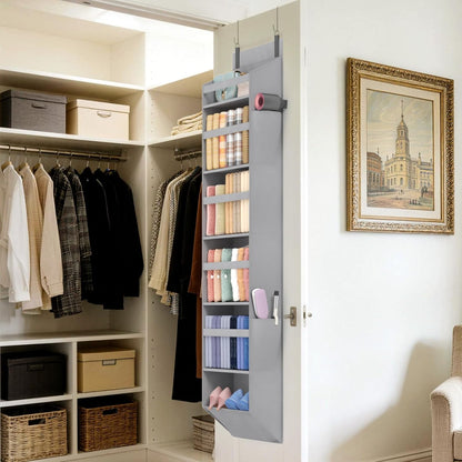 1 Pack Over the Door Organizer 5 Section Hanging Storage, Dark Gray