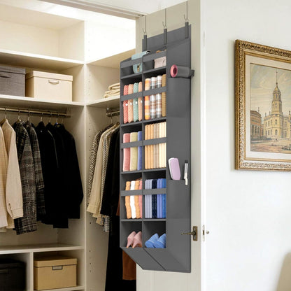 1 Pack Over the Door Organizer 5 Section Hanging Storage, Dark Gray