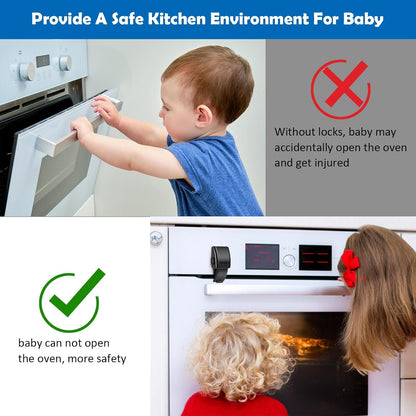 1.8x3.1 Inch Childproof Oven Door Lock 2 Pack Updated Oven Front Lock Child Safety Oven Lock Baby Proofing