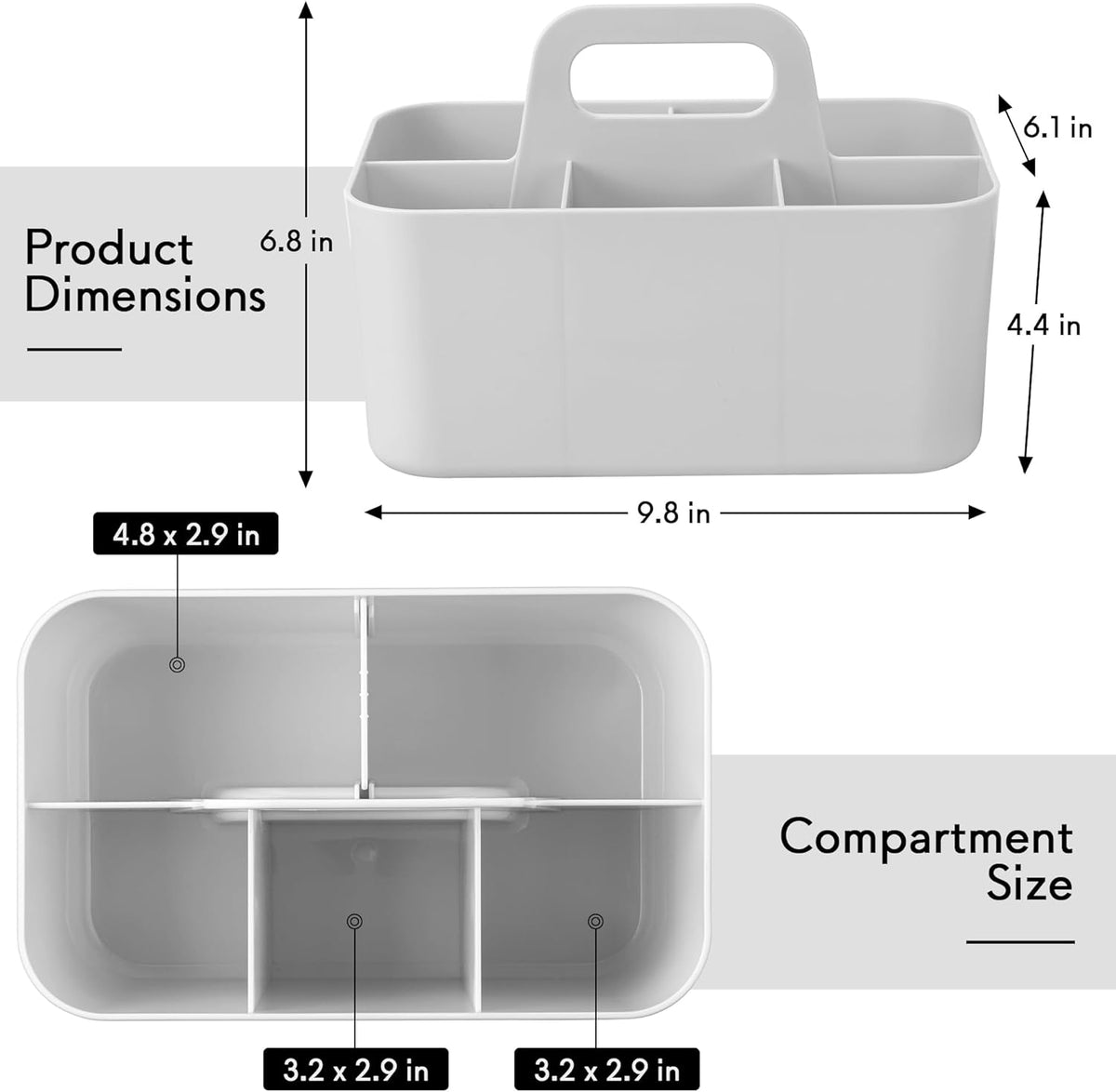 2 Pack Caddy Organizer with Handle, Portable Plastic Caddy, Storage Organization for Cleaning, Bath, Makeup, Art, Craft, Stationery, Classroom and Office, Tote Organizer