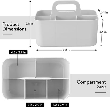 2 Pack Caddy Organizer with Handle, Portable Plastic Caddy, Storage Organization for Cleaning, Bath, Makeup, Art, Craft, Stationery, Classroom and Office, Tote Organizer
