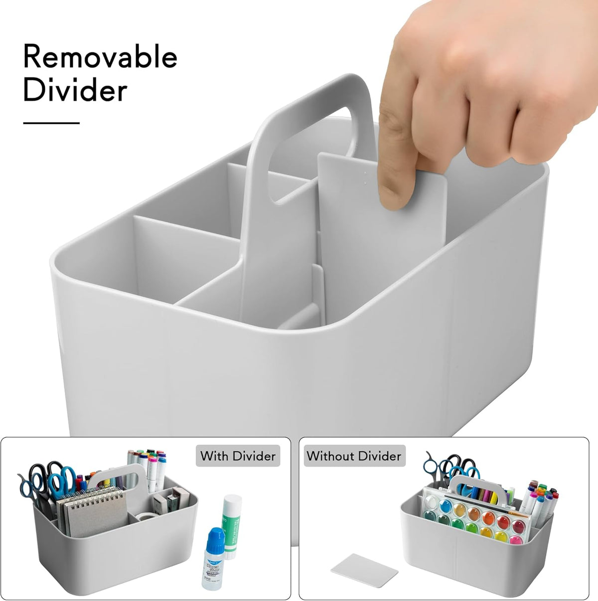 2 Pack Caddy Organizer with Handle, Portable Plastic Caddy, Storage Organization for Cleaning, Bath, Makeup, Art, Craft, Stationery, Classroom and Office, Tote Organizer