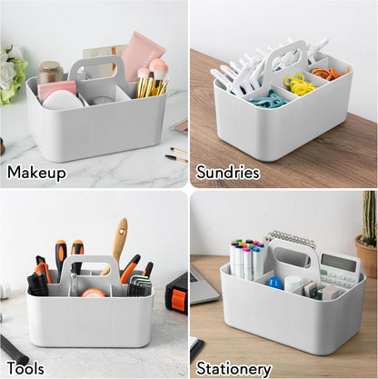 2 Pack Caddy Organizer with Handle, Portable Plastic Caddy, Storage Organization for Cleaning, Bath, Makeup, Art, Craft, Stationery, Classroom and Office, Tote Organizer