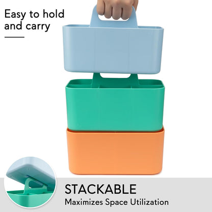2 Pack Caddy Organizer with Handle, Portable Plastic Caddy, Storage Organization for Cleaning, Bath, Makeup, Art, Craft, Stationery, Classroom and Office, Tote Organizer