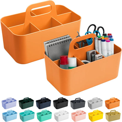 2 Pack Caddy Organizer with Handle, Portable Plastic Caddy, Storage Organization for Cleaning, Bath, Makeup, Art, Craft, Stationery, Classroom and Office, Tote Organizer