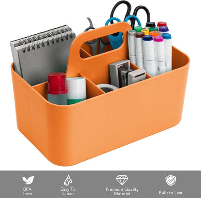 2 Pack Caddy Organizer with Handle, Portable Plastic Caddy, Storage Organization for Cleaning, Bath, Makeup, Art, Craft, Stationery, Classroom and Office, Tote Organizer