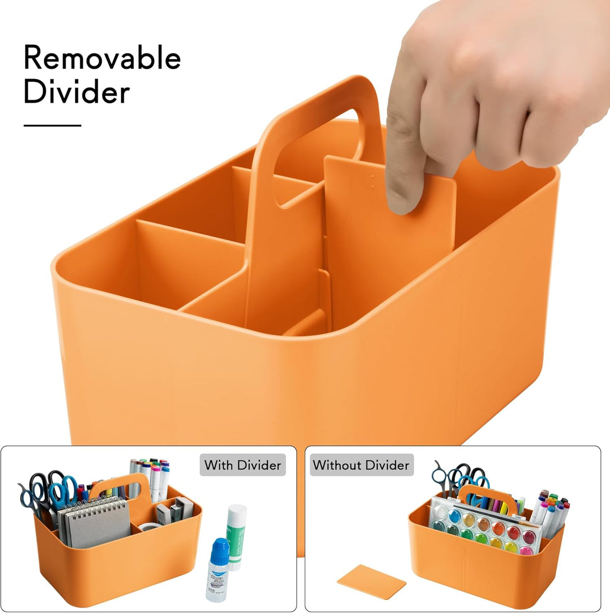 2 Pack Caddy Organizer with Handle, Portable Plastic Caddy, Storage Organization for Cleaning, Bath, Makeup, Art, Craft, Stationery, Classroom and Office, Tote Organizer