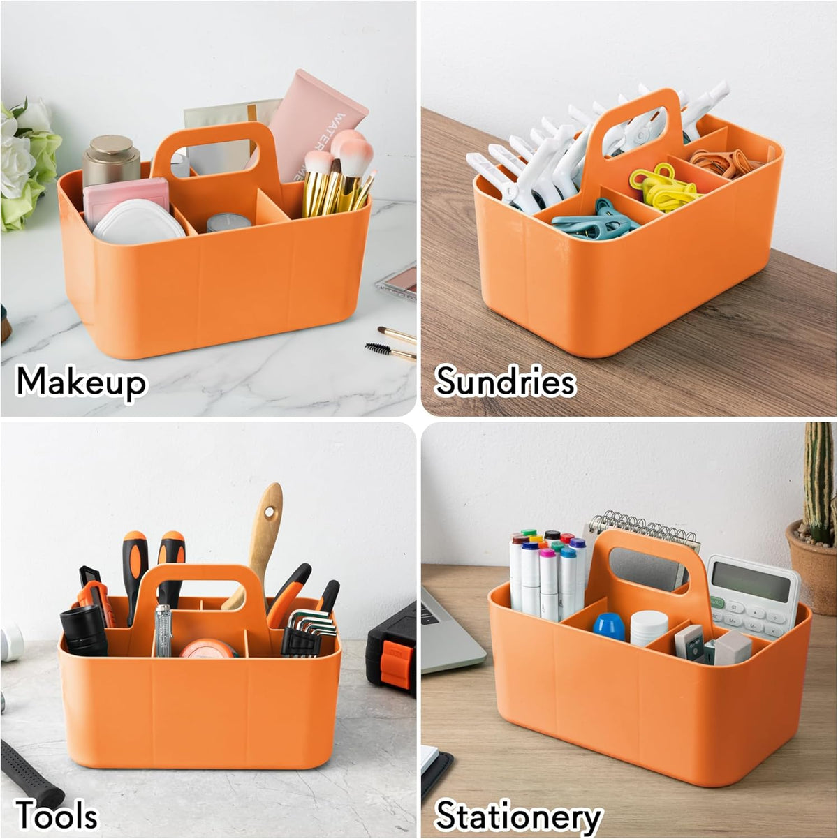 2 Pack Caddy Organizer with Handle, Portable Plastic Caddy, Storage Organization for Cleaning, Bath, Makeup, Art, Craft, Stationery, Classroom and Office, Tote Organizer