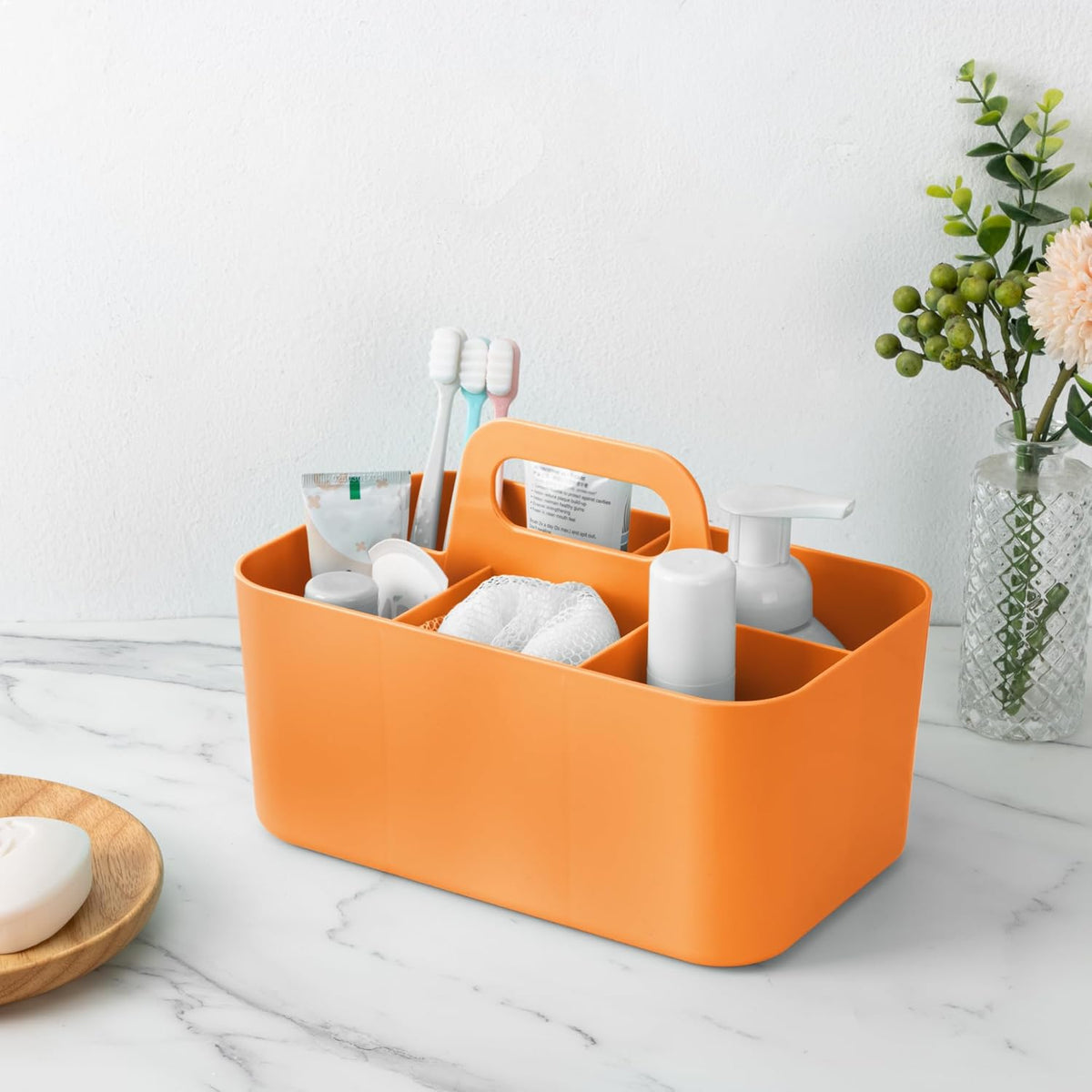 2 Pack Caddy Organizer with Handle, Portable Plastic Caddy, Storage Organization for Cleaning, Bath, Makeup, Art, Craft, Stationery, Classroom and Office, Tote Organizer