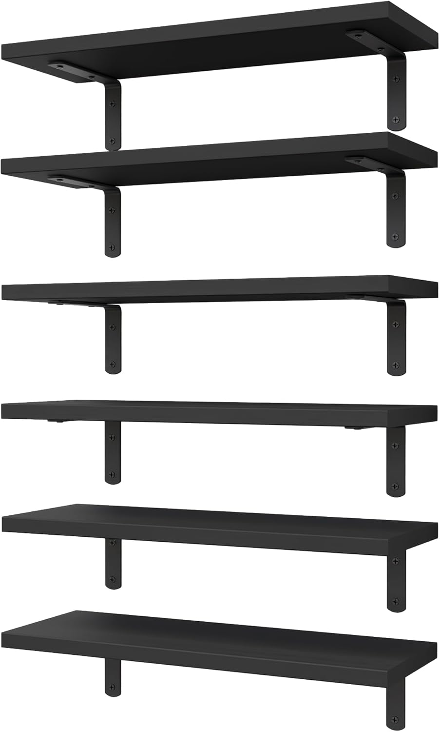 WOPITUES Floating Shelves Set of 6 for Wall Decor & Storage, Rustic Brown