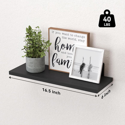 WOPITUES Floating Shelves Set of 6 for Wall Decor & Storage, Rustic Brown
