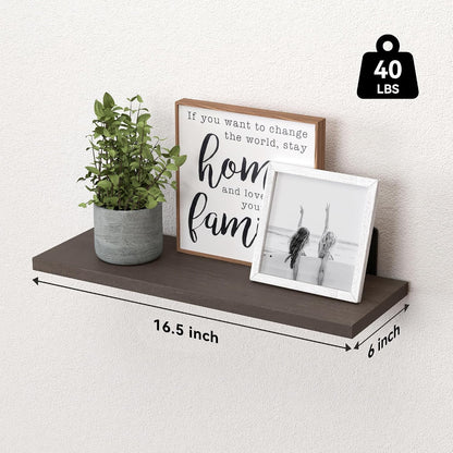 WOPITUES Floating Shelves Set of 6 for Wall Decor & Storage, Rustic Brown