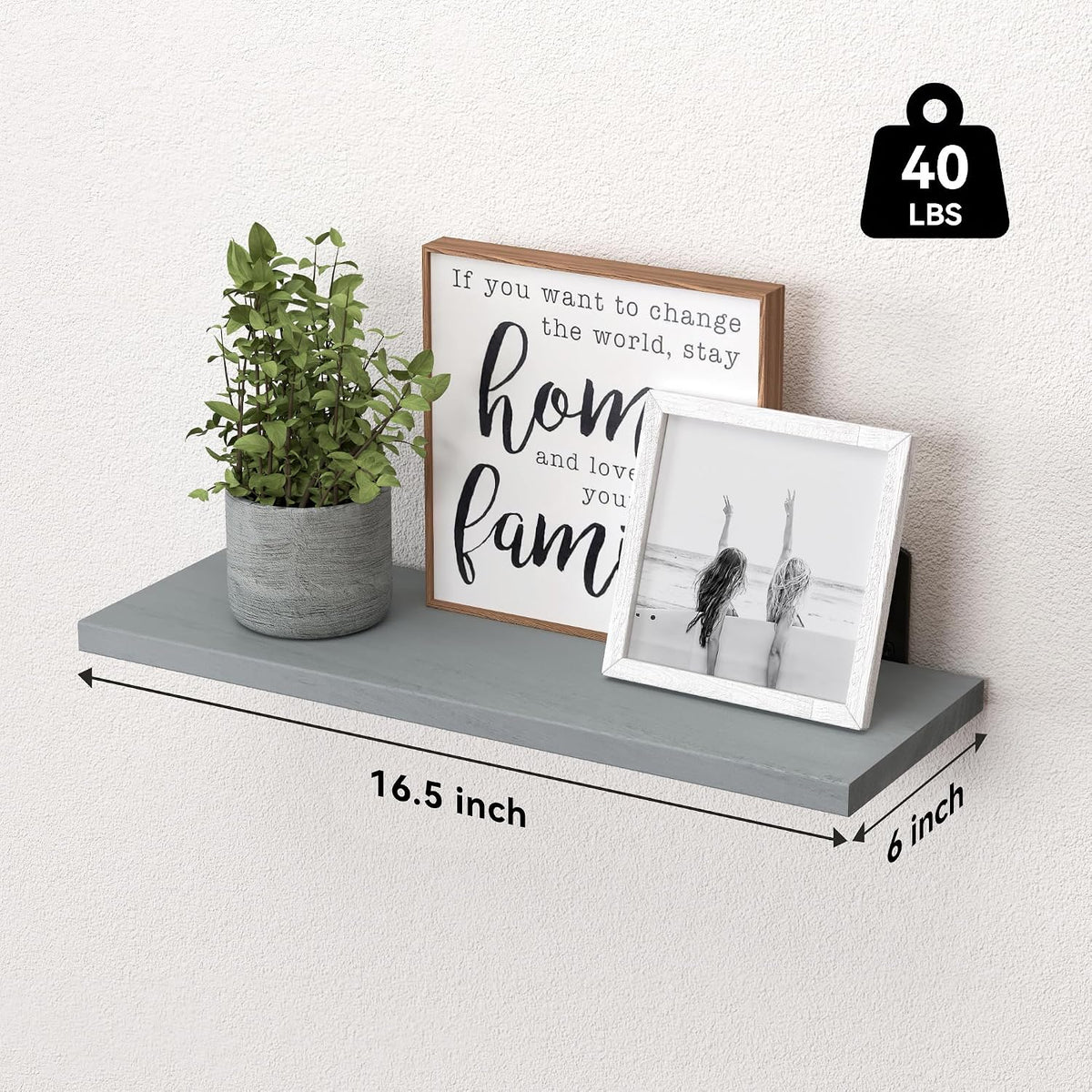 WOPITUES Floating Shelves Set of 6 for Wall Decor & Storage, Rustic Brown