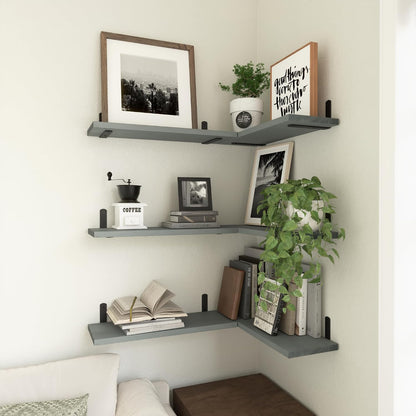WOPITUES Floating Shelves Set of 6 for Wall Decor & Storage, Rustic Brown