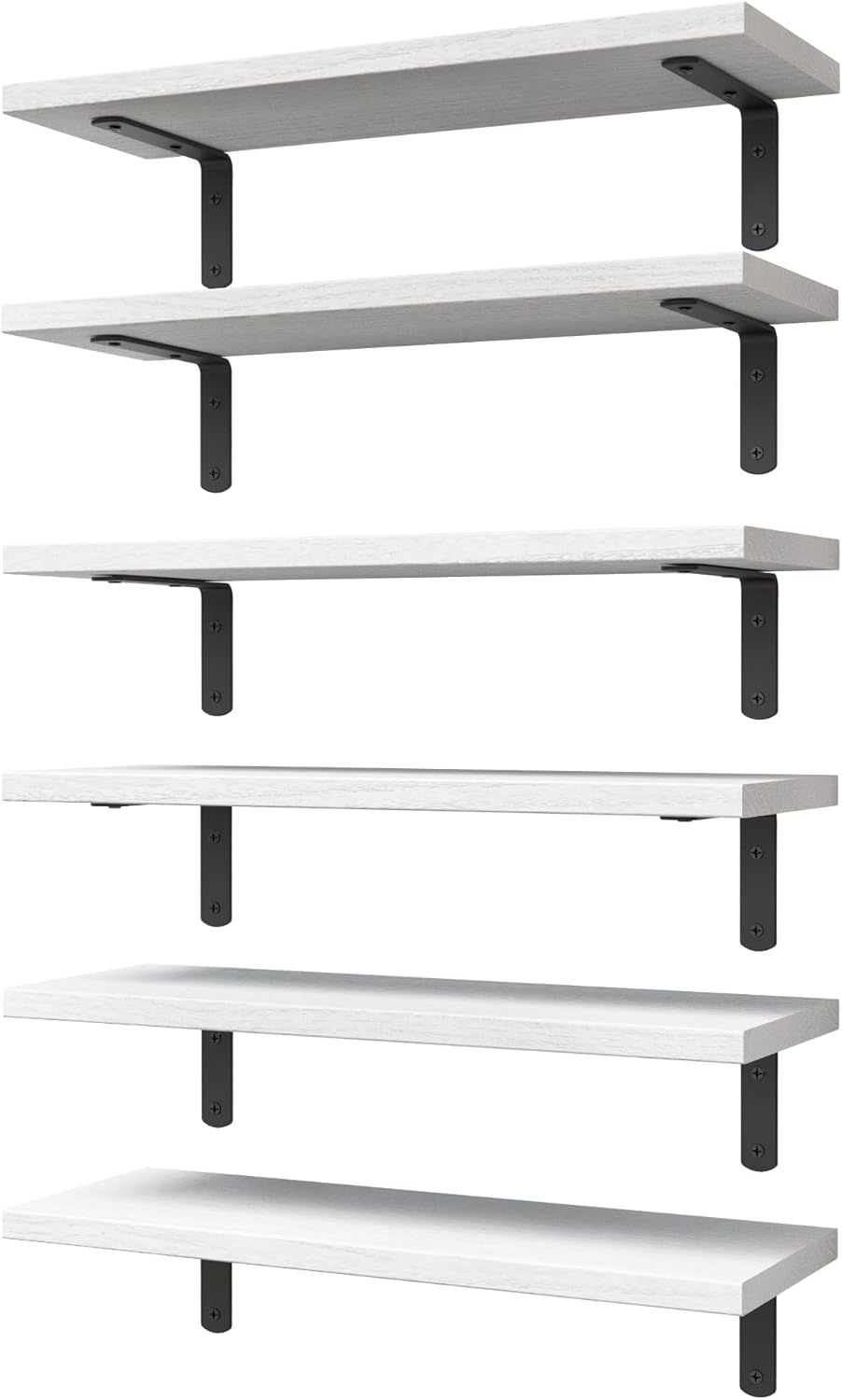 WOPITUES Floating Shelves Set of 6 for Wall Decor & Storage, Rustic Brown