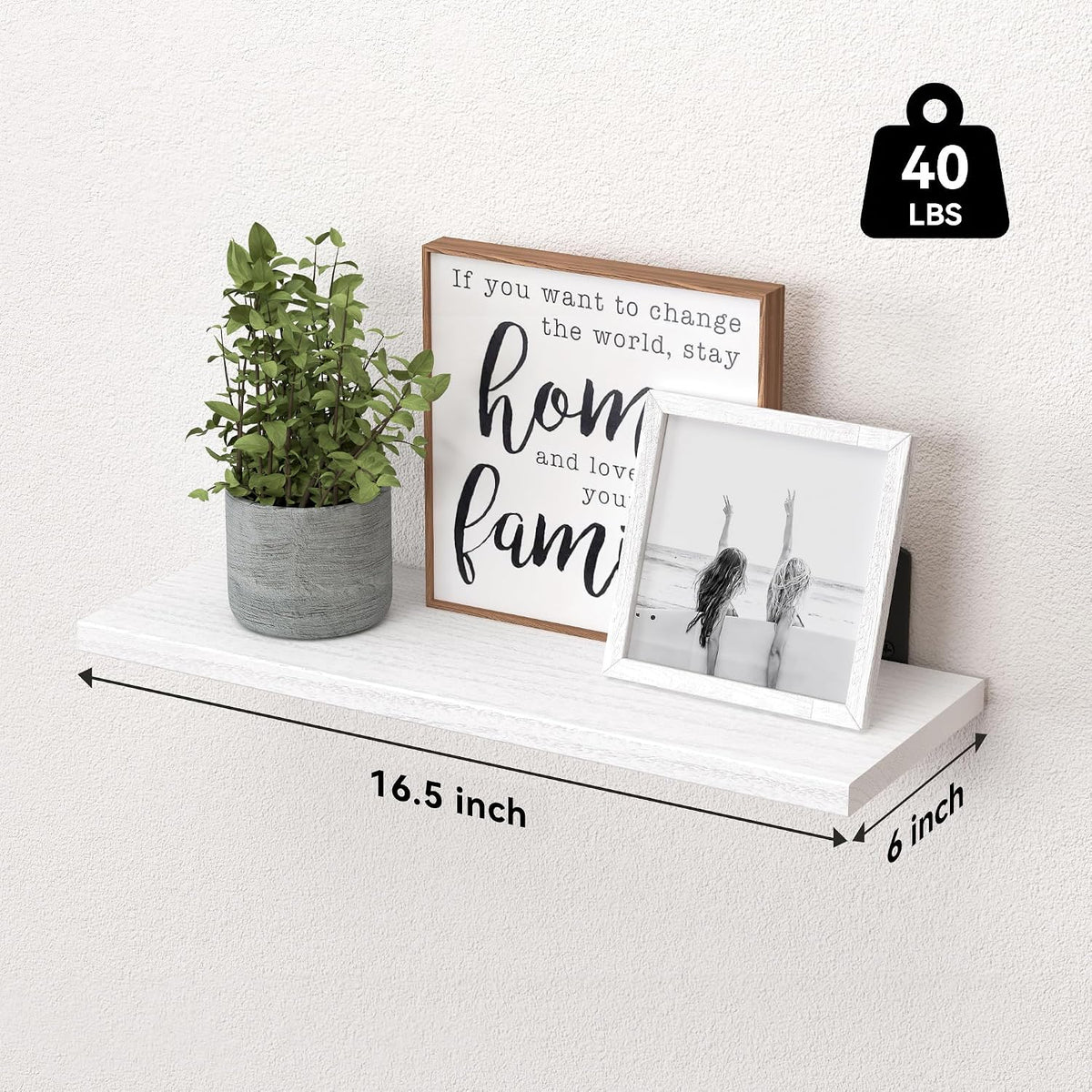 WOPITUES Floating Shelves Set of 6 for Wall Decor & Storage, Rustic Brown
