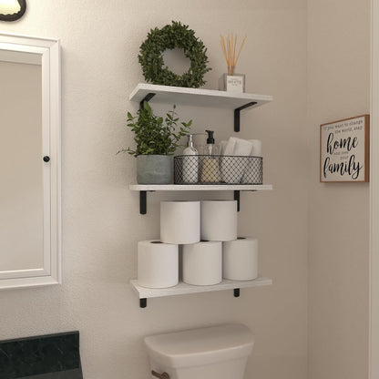WOPITUES Floating Shelves Set of 6 for Wall Decor & Storage, Rustic Brown