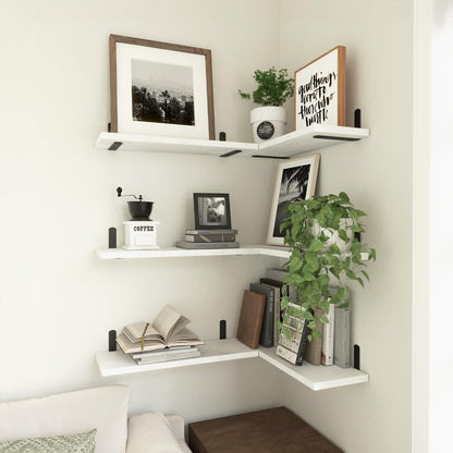 WOPITUES Floating Shelves Set of 6 for Wall Decor & Storage, Rustic Brown