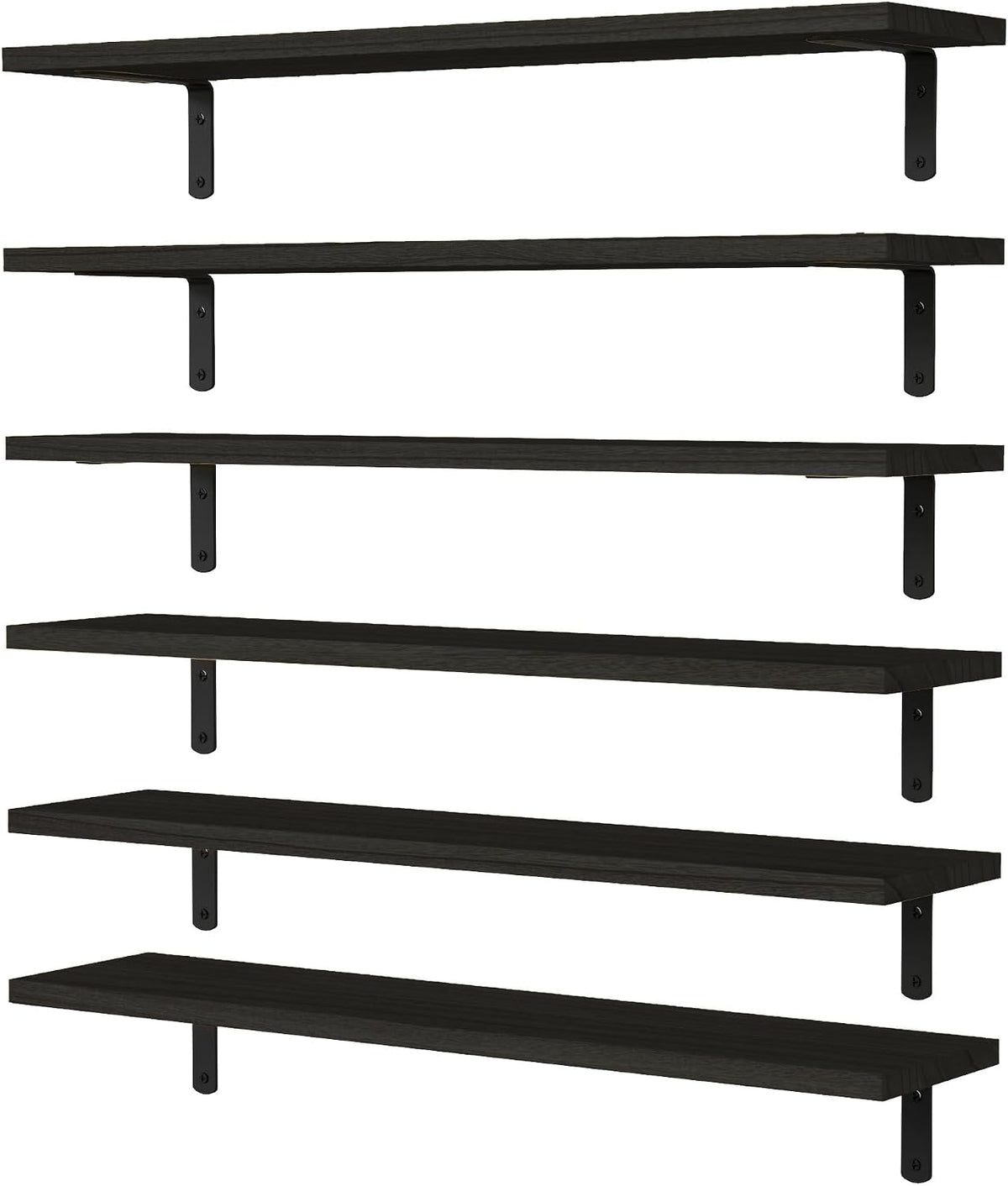 WOPITUES Floating Shelves Set of 6 for Wall Decor & Storage, Rustic Brown