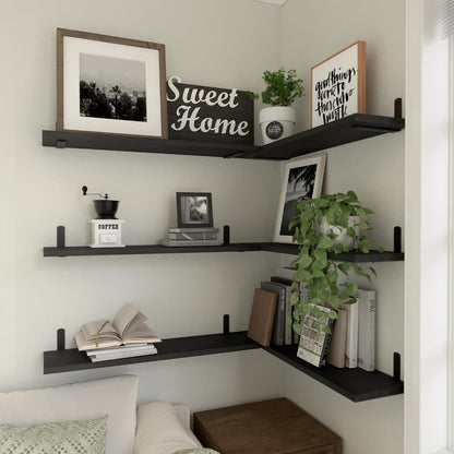 WOPITUES Floating Shelves Set of 6 for Wall Decor & Storage, Rustic Brown