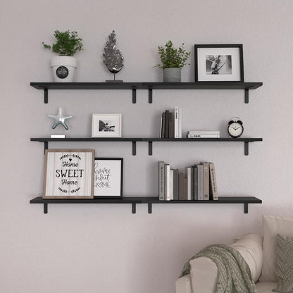 WOPITUES Floating Shelves Set of 6 for Wall Decor & Storage, Rustic Brown