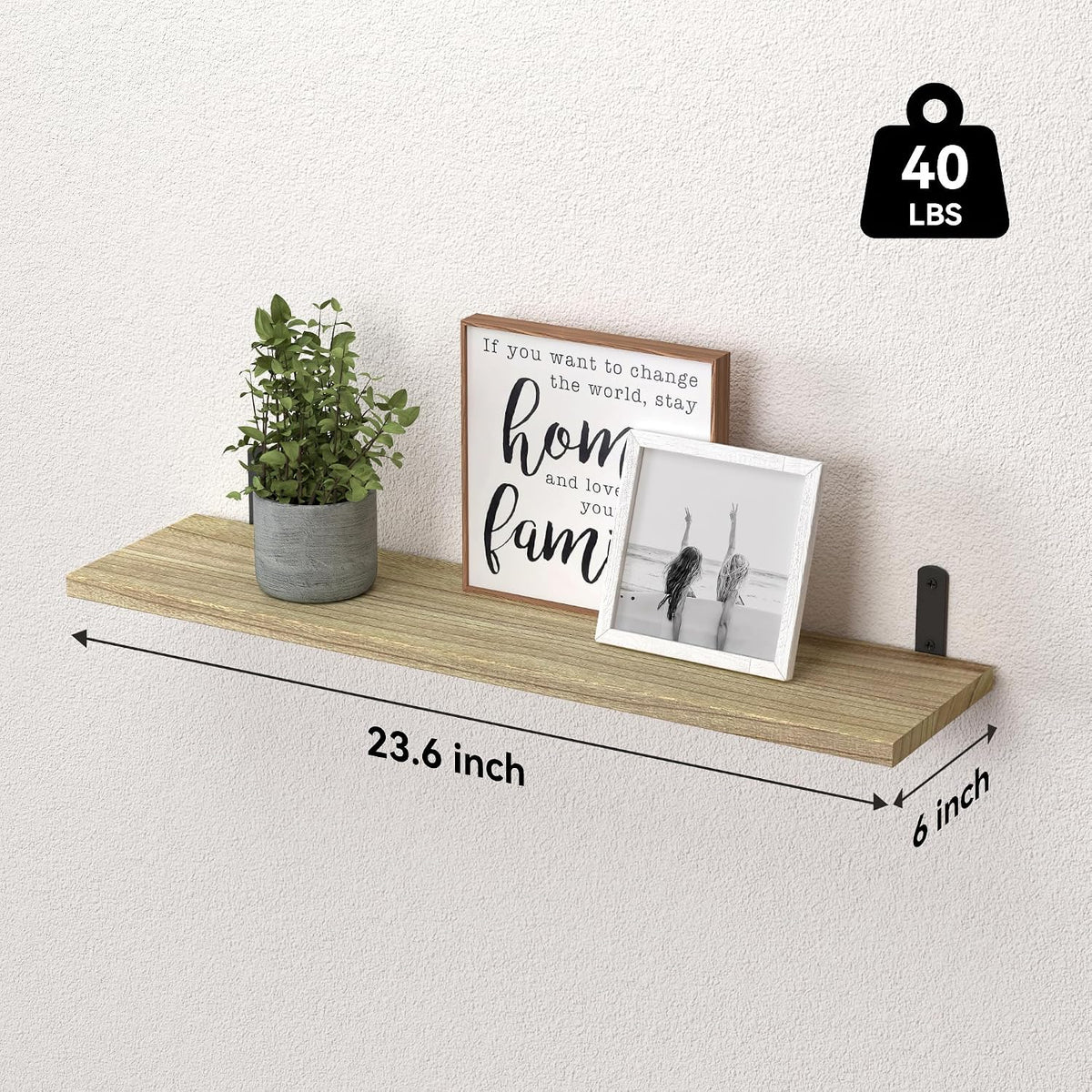 WOPITUES Floating Shelves Set of 6 for Wall Decor & Storage, Rustic Brown