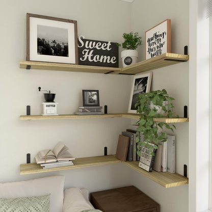 WOPITUES Floating Shelves Set of 6 for Wall Decor & Storage, Rustic Brown