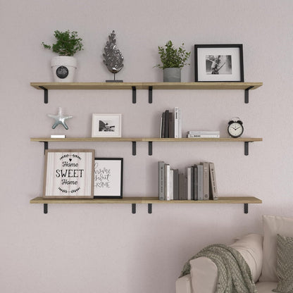 WOPITUES Floating Shelves Set of 6 for Wall Decor & Storage, Rustic Brown