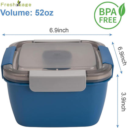 Salad Lunch Container To Go, BPA-Free 52-oz Salad Bowls to go for lunch