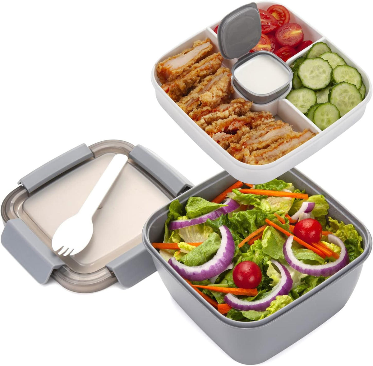 Salad Lunch Container To Go, BPA-Free 52-oz Salad Bowls to go for lunch