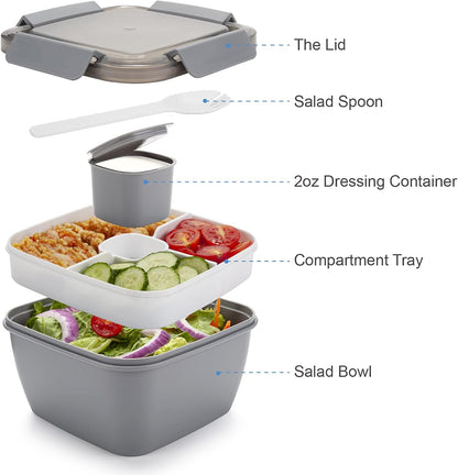Salad Lunch Container To Go, BPA-Free 52-oz Salad Bowls to go for lunch