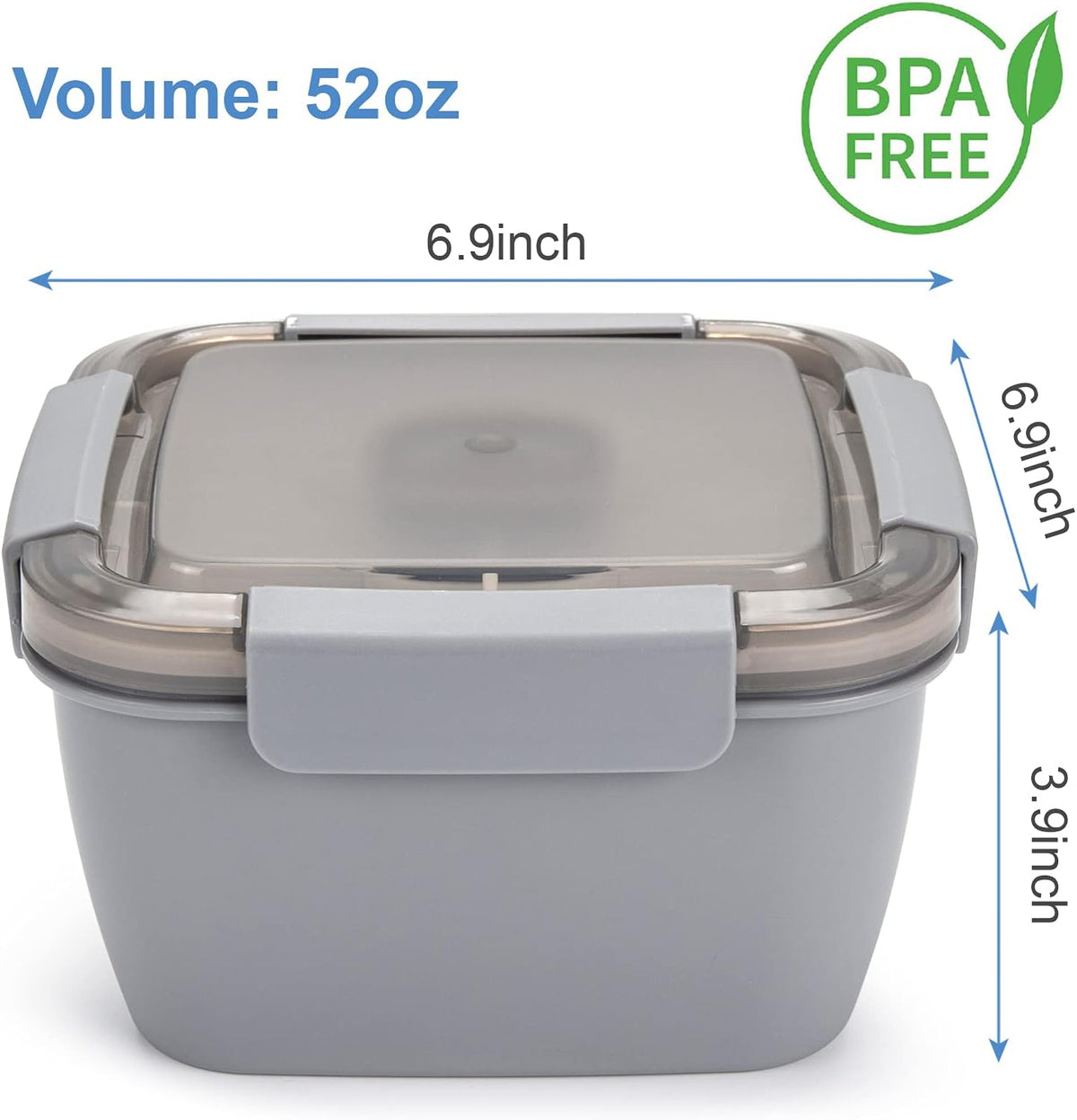Salad Lunch Container To Go, BPA-Free 52-oz Salad Bowls to go for lunch