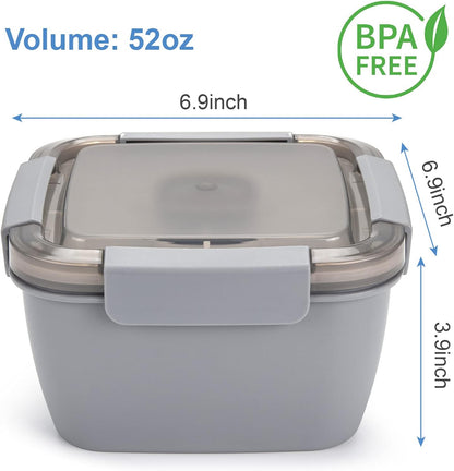 Salad Lunch Container To Go, BPA-Free 52-oz Salad Bowls to go for lunch