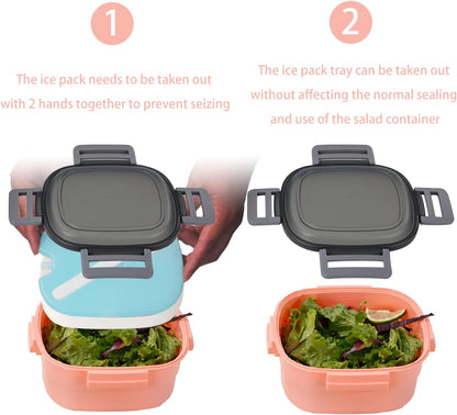 Salad Lunch Container To Go, BPA-Free 52-oz Salad Bowls to go for lunch