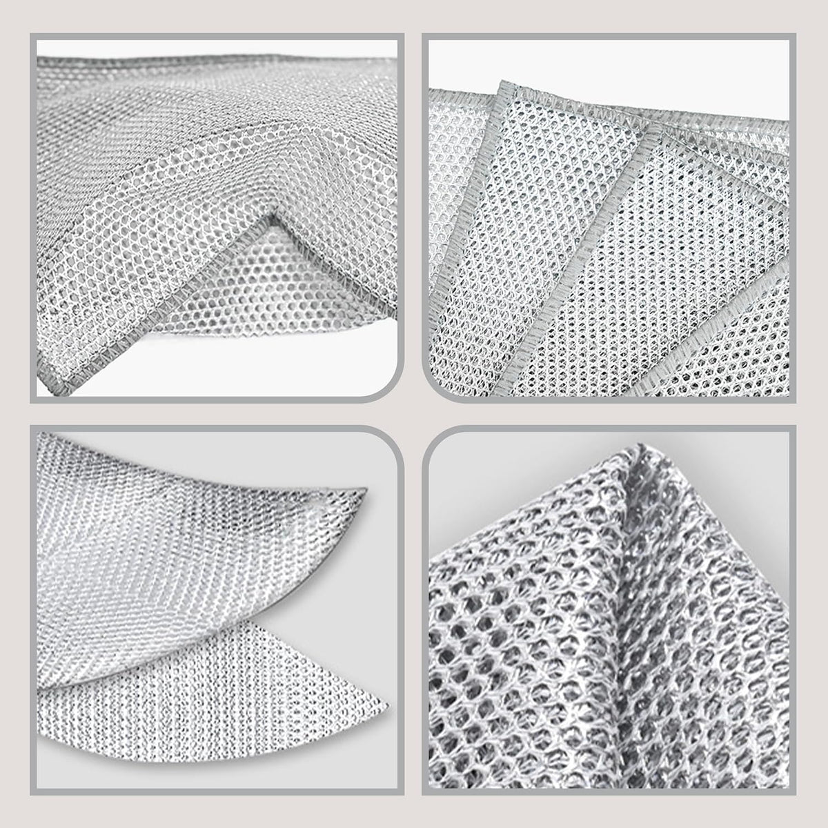 Double-Layer Steel Wire Cleaning Cloth - Non-Scratch Wire Dishcloth Rag Heavy Duty Scrub Pads Multi-Purpose Silver Mesh Scouring Pads for Dishes, Pots, Pans (10 pcs)