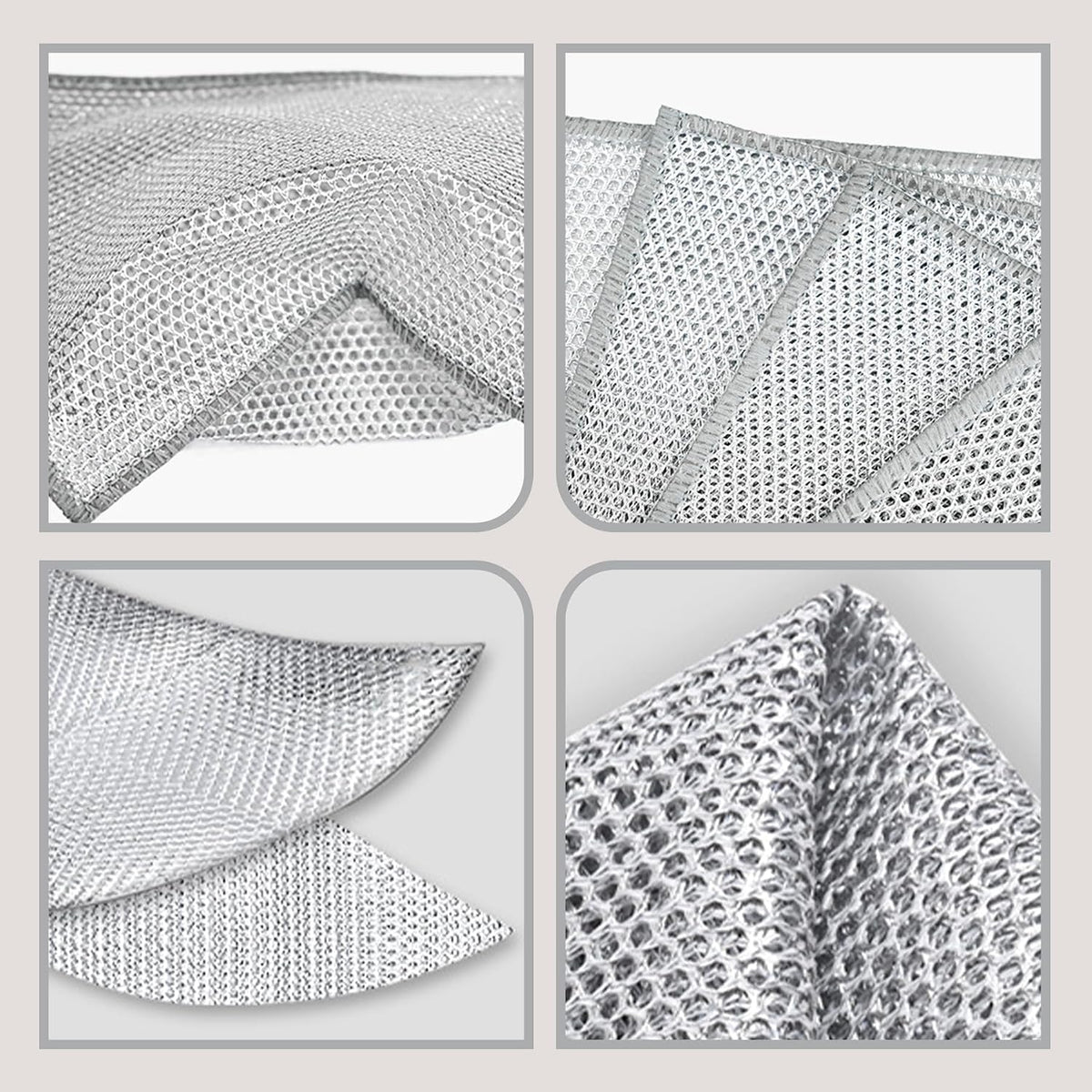 Double-Layer Steel Wire Cleaning Cloth - Non-Scratch Wire Dishcloth Rag Heavy Duty Scrub Pads Multi-Purpose Silver Mesh Scouring Pads for Dishes, Pots, Pans (10 pcs)