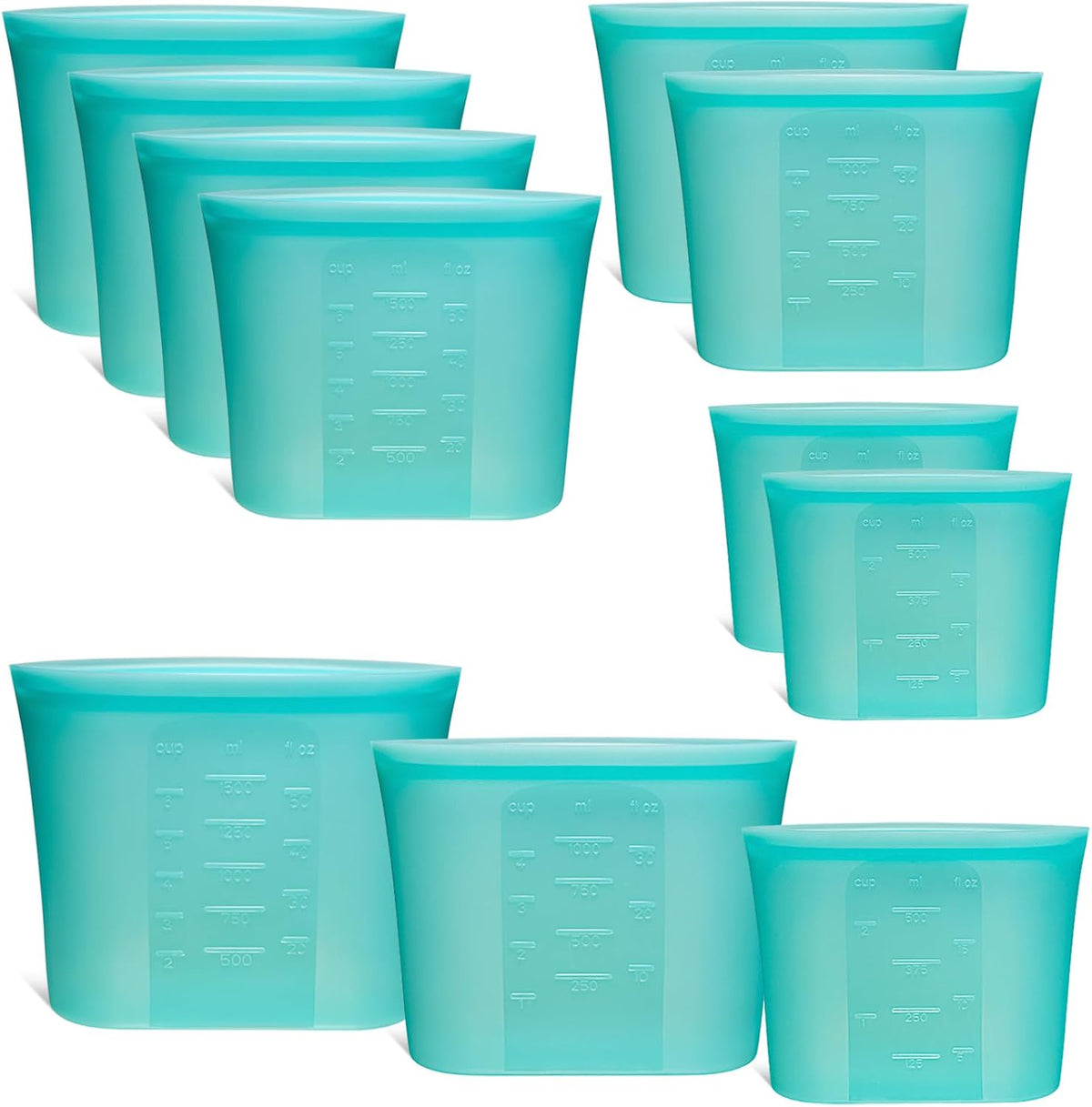 Extra Large Reusable Silicone Food Storage Bags 4 Pack, 0.8 Gallon/3000ml, 100% Silicone Stand-Up Wide-Open Zip-Lock Reusable Bags for Large Items, Microwave Freezer Oven Dishwasher Safe, Translucent