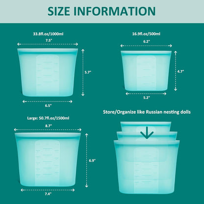 Extra Large Reusable Silicone Food Storage Bags 4 Pack, 0.8 Gallon/3000ml, 100% Silicone Stand-Up Wide-Open Zip-Lock Reusable Bags for Large Items, Microwave Freezer Oven Dishwasher Safe, Translucent