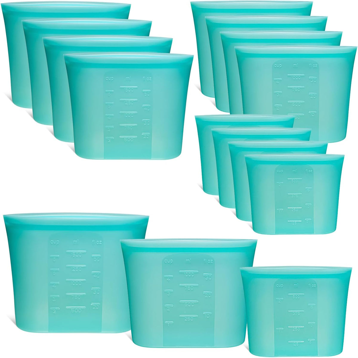 Extra Large Reusable Silicone Food Storage Bags 4 Pack, 0.8 Gallon/3000ml, 100% Silicone Stand-Up Wide-Open Zip-Lock Reusable Bags for Large Items, Microwave Freezer Oven Dishwasher Safe, Translucent